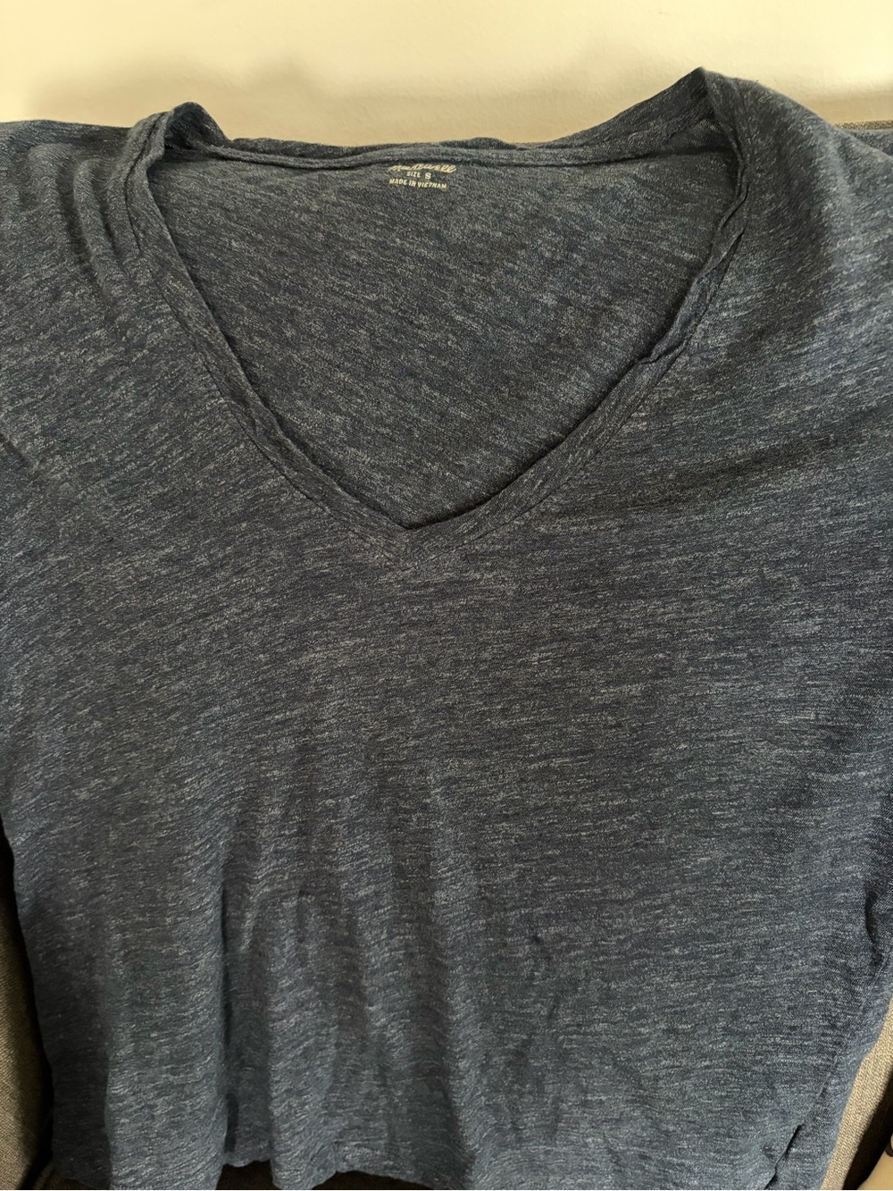 Madewell Heathered Navy V-Neck Short Sleeve Tee